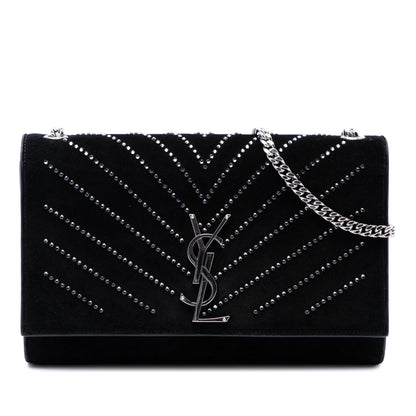 Classic Monogram Crossbody Bag Embellished Suede Medium