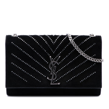Classic Monogram Crossbody Bag Embellished Suede Medium