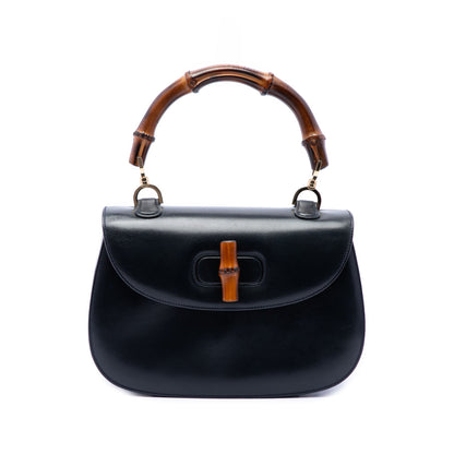 Vintage Convertible Bamboo Top Handle Bag Leather Medium