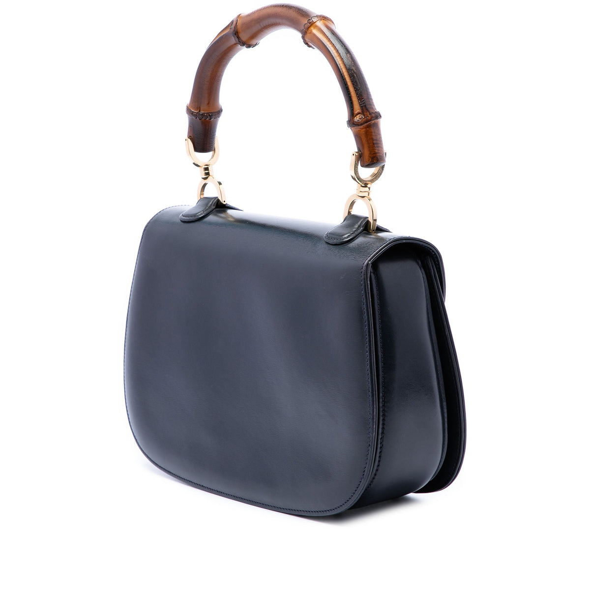 Vintage Convertible Bamboo Top Handle Bag Leather Medium