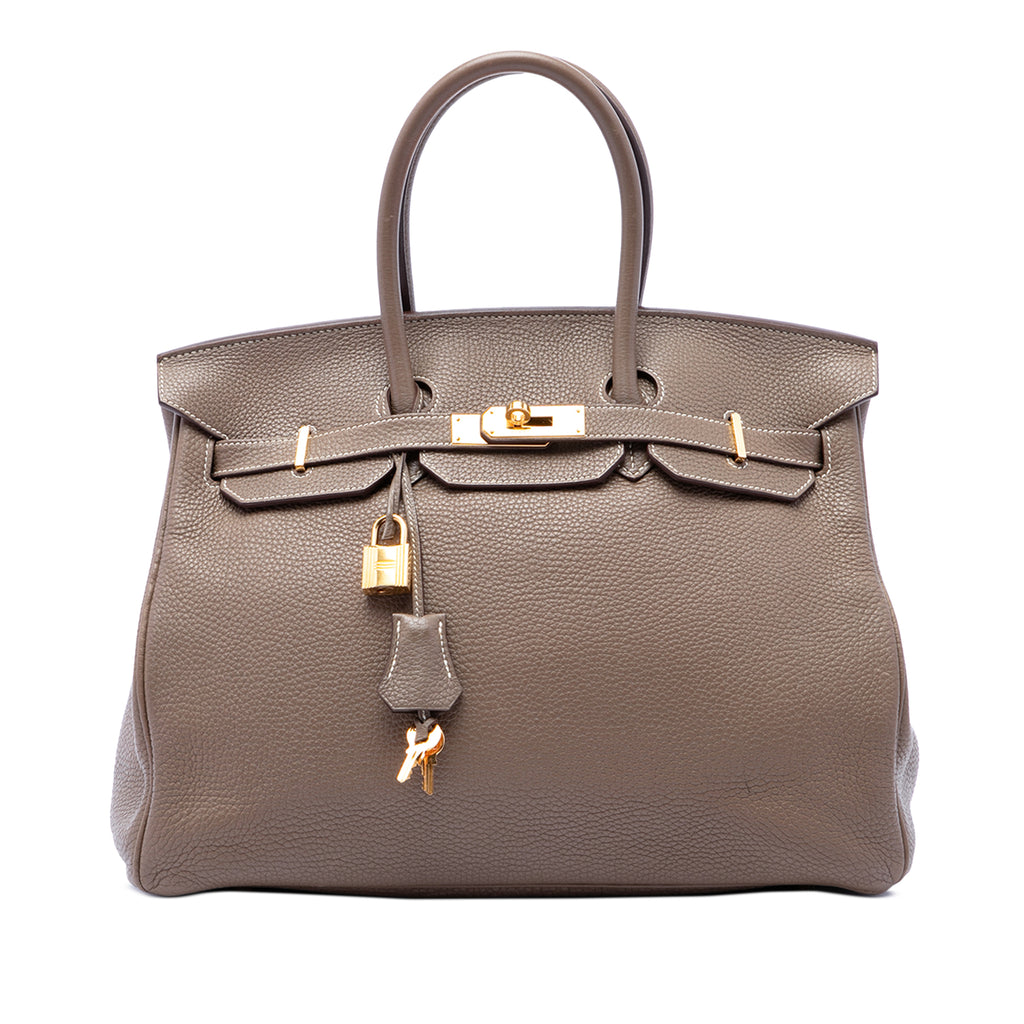 Birkin Handbag Grey Togo with Gold Hardware 35