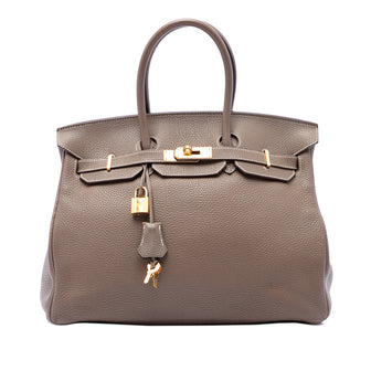 Birkin Handbag Grey Togo with Gold Hardware 35