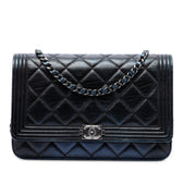 Boy Wallet on Chain Quilted Goatskin