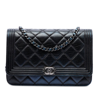 Boy Wallet on Chain Quilted Goatskin