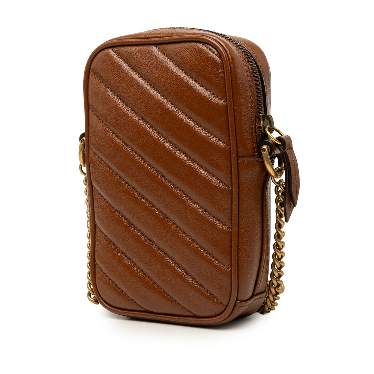 GG Marmont Double Zip Camera Bag Diagonal Quilted Leather Mini