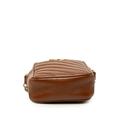GG Marmont Double Zip Camera Bag Diagonal Quilted Leather Mini