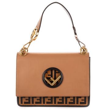Kan I F Shoulder Bag Leather with Zucca Embossed Detail Medium