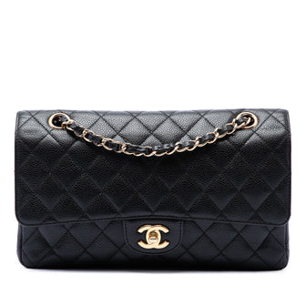 Classic Double Flap Bag Quilted Caviar Medium