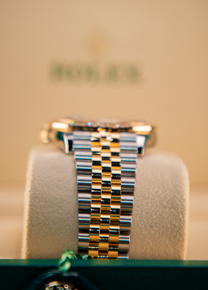 Rolex Datejust 36 mm Olive Green Diamonds 18k Yellow Gold Oyster 126283rbr-0012