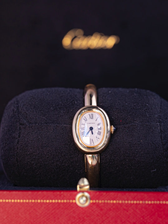 Cartier Baignoire Mini Yellow Gold Silver Dial Bracelet WGBA0044