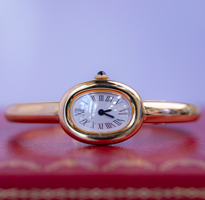 Cartier Baignoire Mini Yellow Gold Silver Dial Bracelet WGBA0044