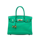 Birkin Handbag Green Clemence with Gold Hardware 30