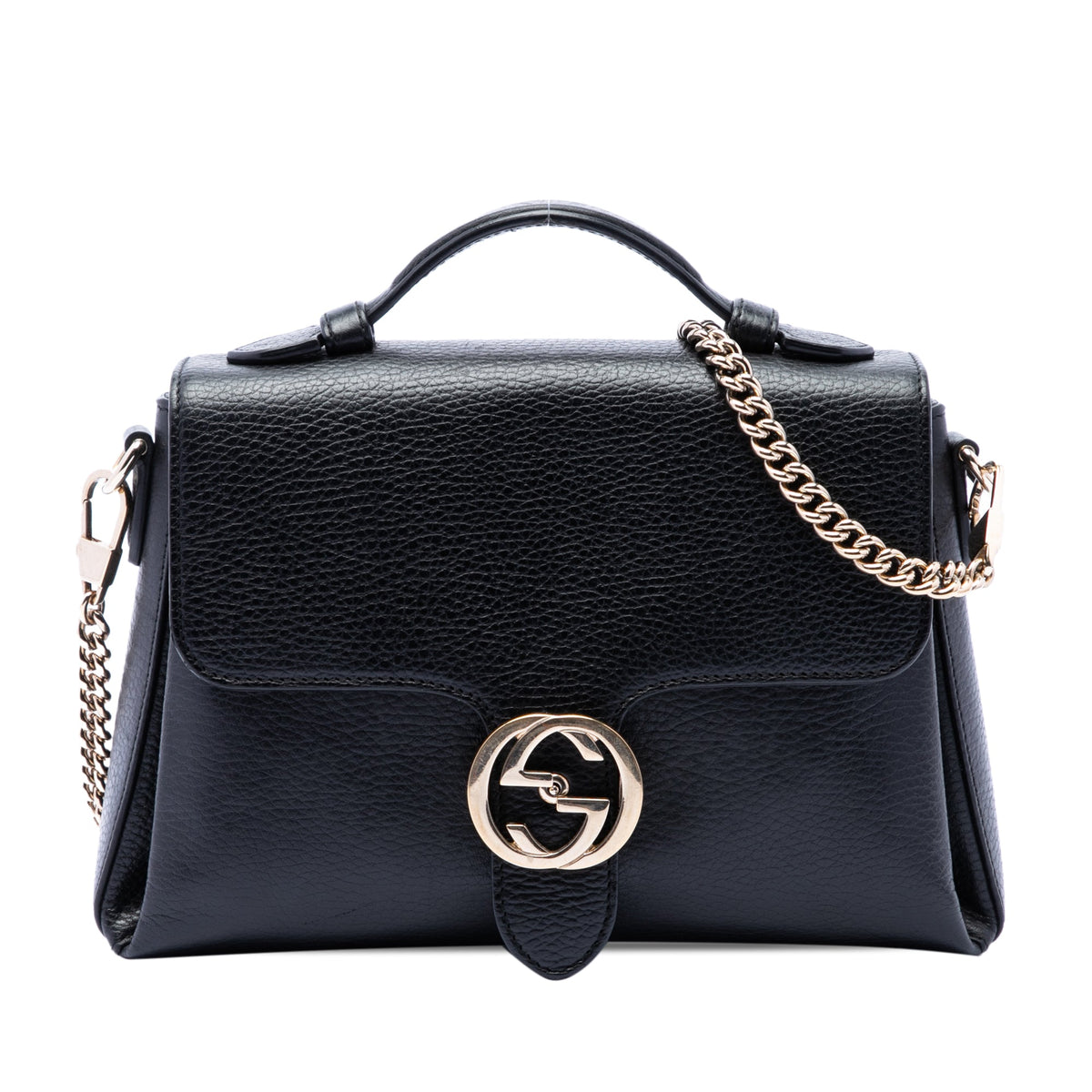 Interlocking Top Handle Bag Leather Medium