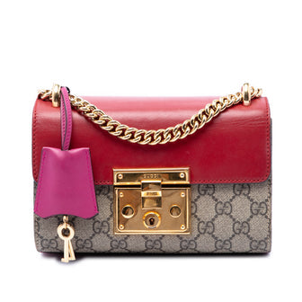 Padlock Shoulder Bag GG Coated Canvas and Leather Small