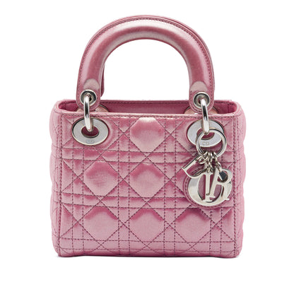 Lady Dior Chain Bag Cannage Quilt Iridescent Leather Mini