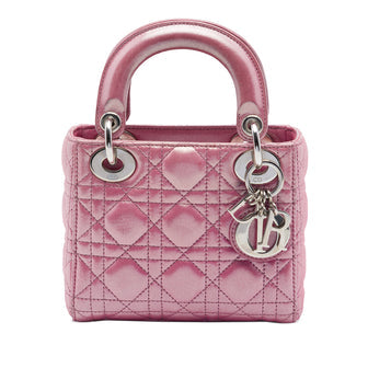 Lady Dior Chain Bag Cannage Quilt Iridescent Leather Mini