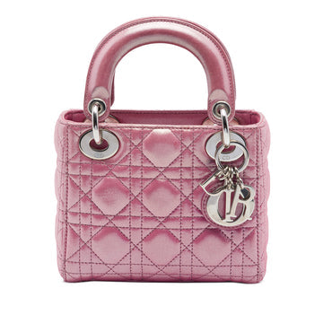 Lady Dior Chain Bag Cannage Quilt Iridescent Leather Mini