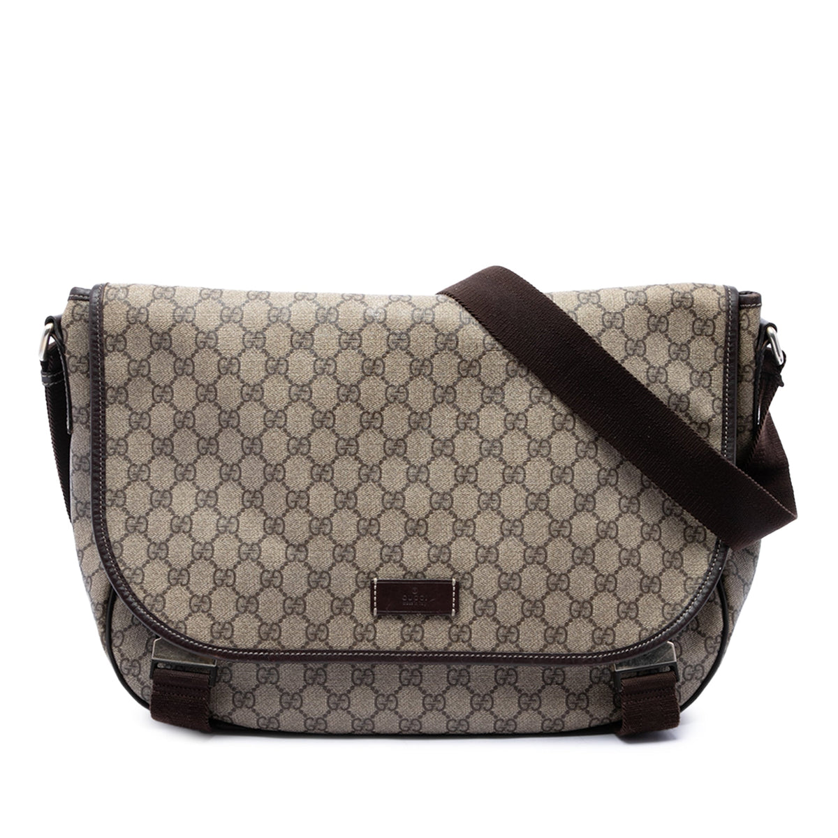 Double Buckle Messenger Bag GG Coated Canvas Large