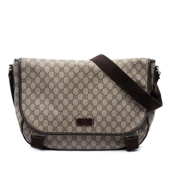 Double Buckle Messenger Bag GG Coated Canvas Large