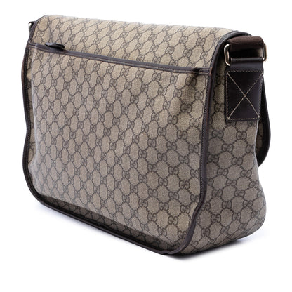 Double Buckle Messenger Bag GG Coated Canvas Large