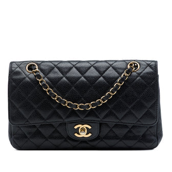 Classic Double Flap Bag Quilted Caviar Medium