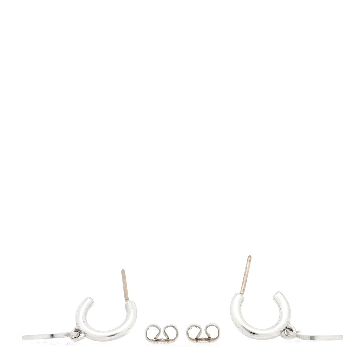 Tiffany Sterling Silver Diamond Mini Return to Tiffany Heart Hoop Earrings