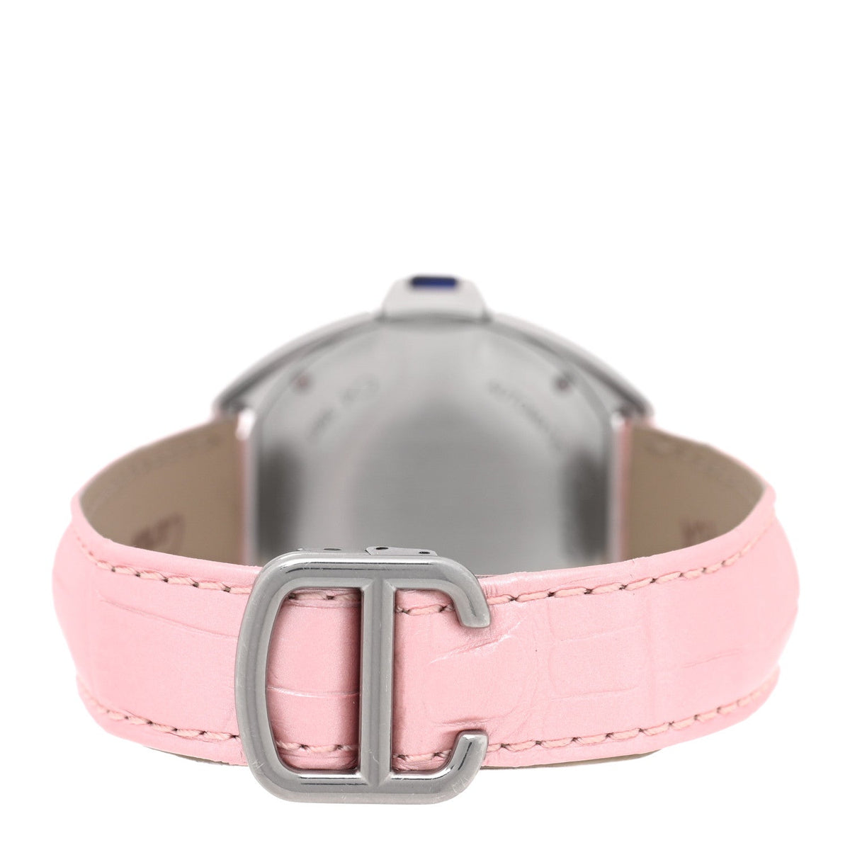 Cartier Stainless Steel Alligator Diamond 31mm Cle De Cartier Watch Pink