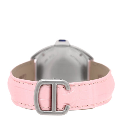 Cartier Stainless Steel Alligator Diamond 31mm Cle De Cartier Watch Pink