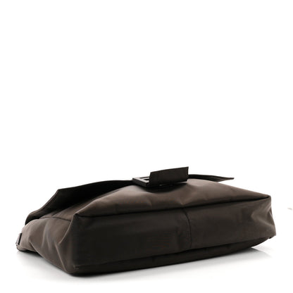 Fendi Econyl Nylon Cuoio Romano Large Baguette Messenger Bag Ebano
