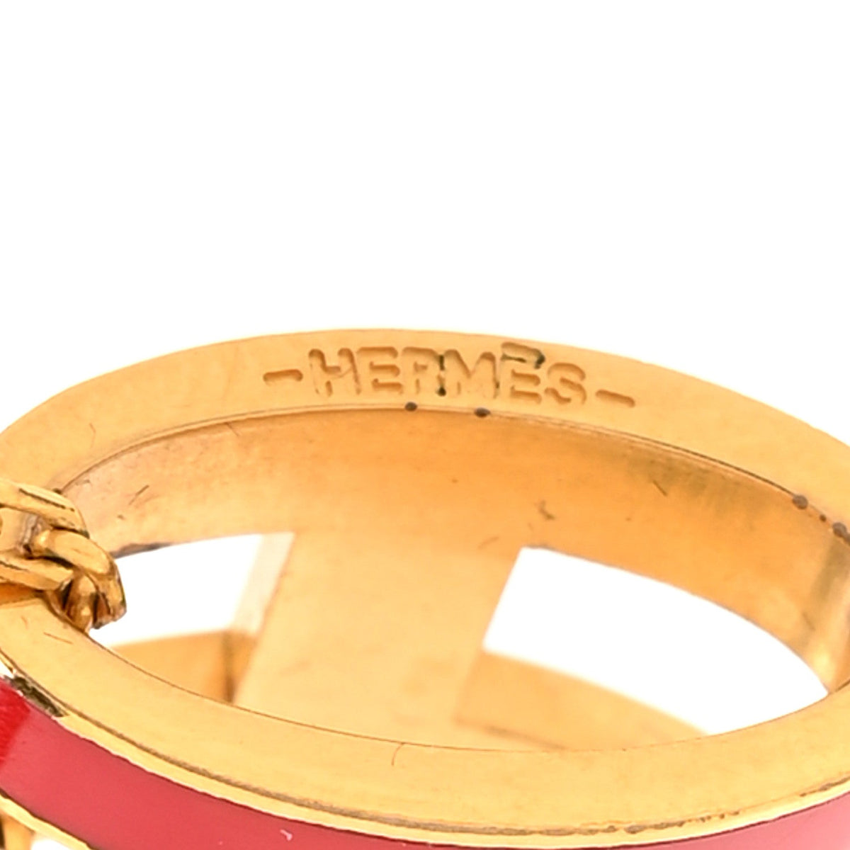 Lacquered Gold Pop H Pendant Necklace Rouge Vif