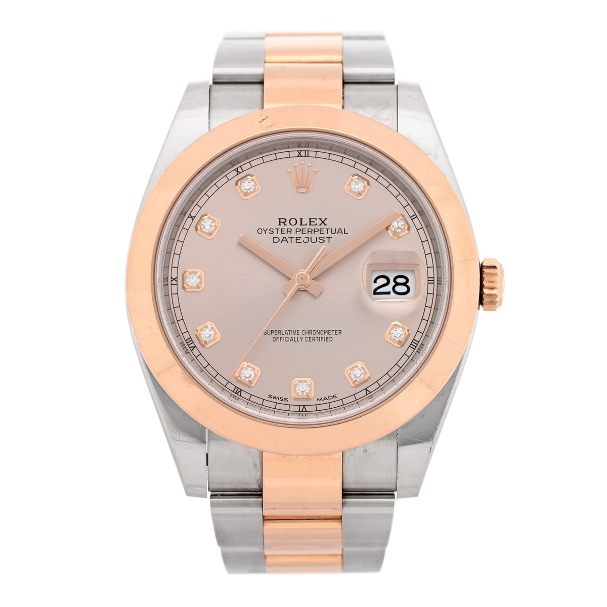 Rolex Stainless Steel 18K Everose Gold Diamond 41mm Datejust Watch Sundust 126301