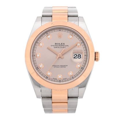Rolex Stainless Steel 18K Everose Gold Diamond 41mm Datejust Watch Sundust 126301