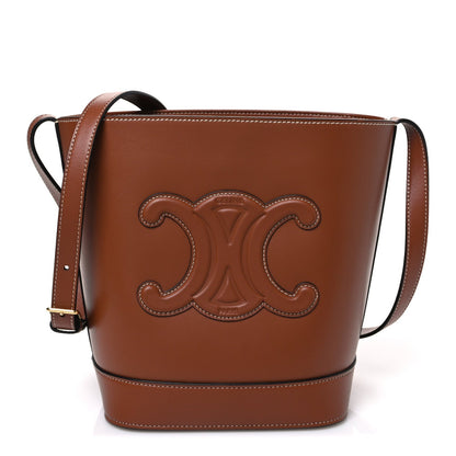 Celine Smooth Calfskin Small Cuir Triomphe Bucket Bag Tan