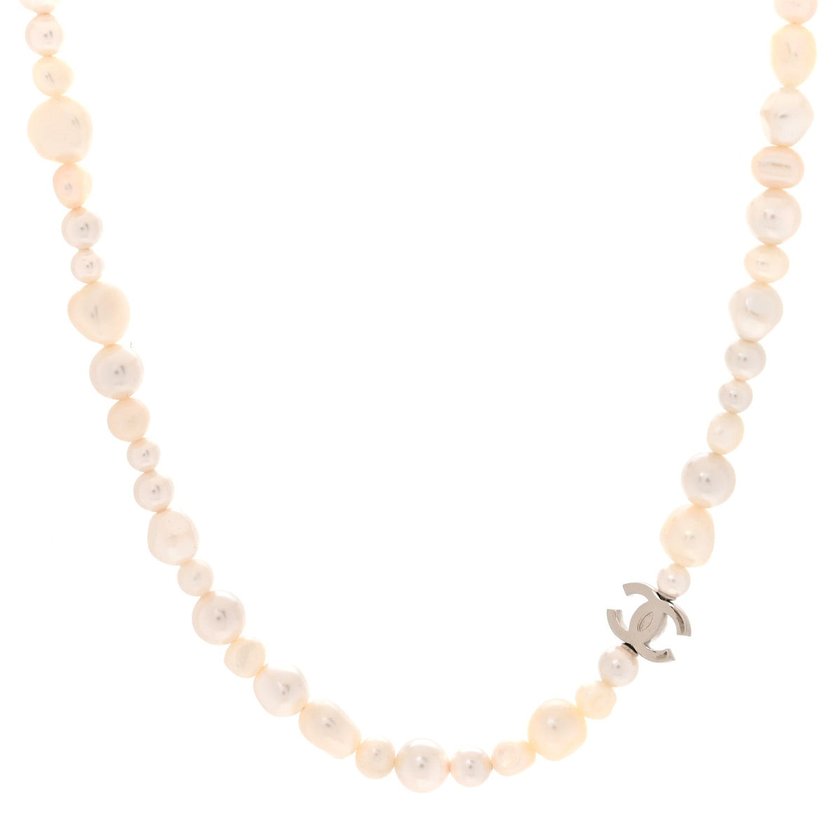 Chanel Pearl CC Short Necklace Silver