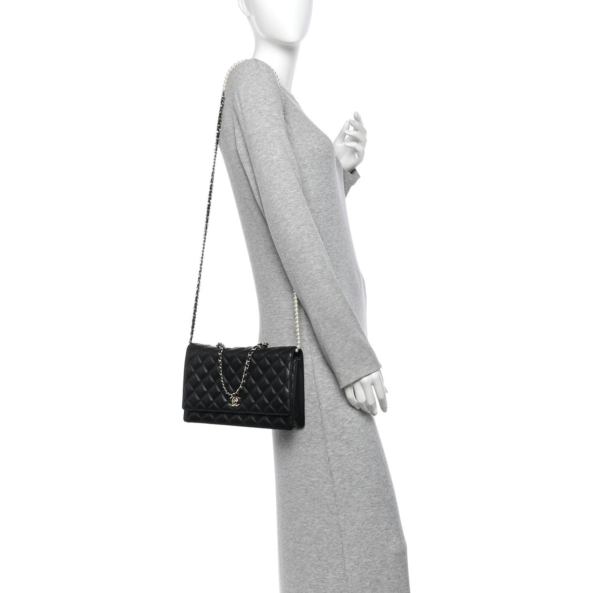 Chanel Lambskin Quilted Fantasy Pearl Flap Black