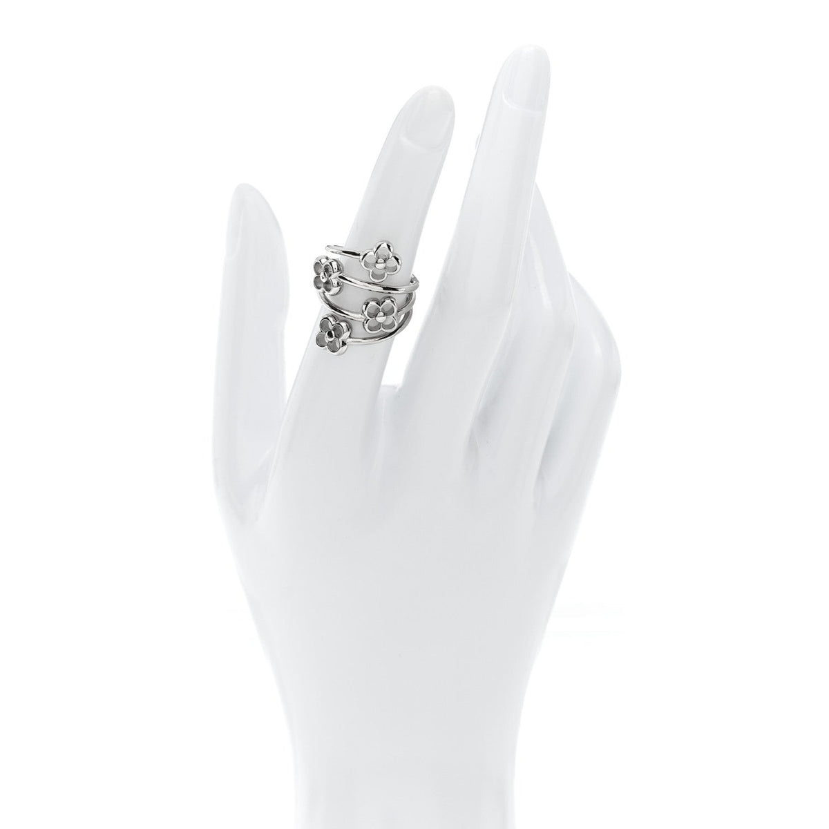 Louis Vuitton Silver Flower Full Ring S 49 5
