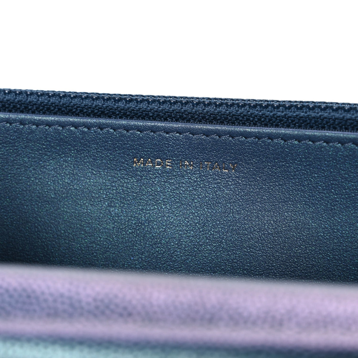 Chanel Iridescent Caviar Quilted Wallet on Chain Dark Blue