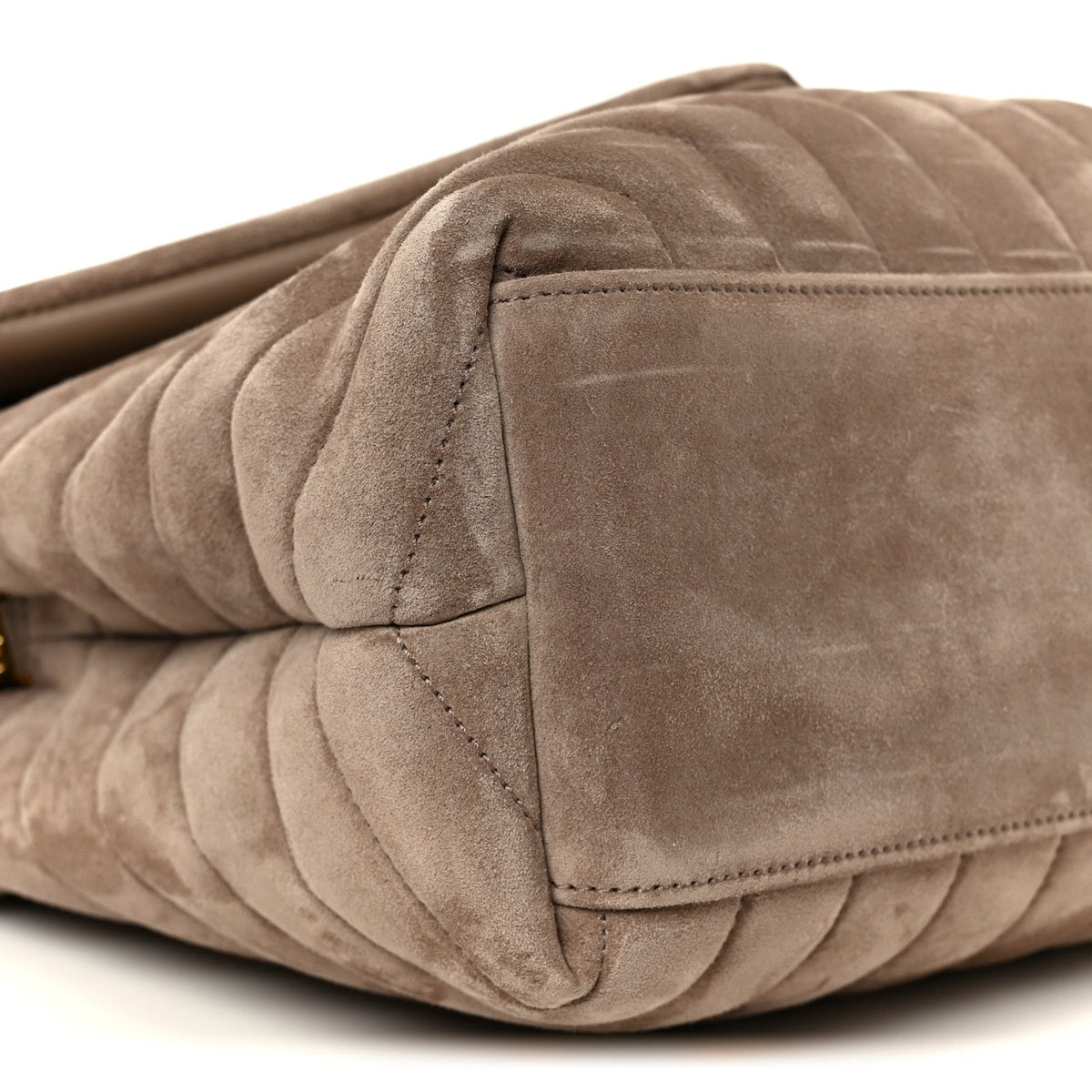 Saint Laurent Suede Y Quilted Medium Loulou Chain Satchel Taupe