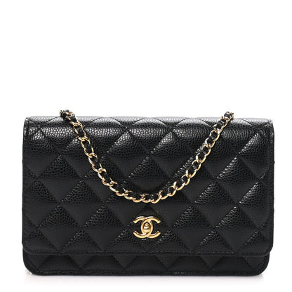 Chanel Caviar Quilted CC Turnlock Wallet On Chain Black 1987527