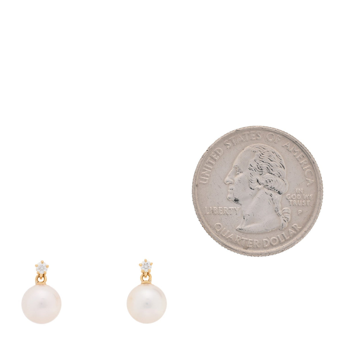 Mikimoto 18K Yellow Gold Diamond Akoya Pearl Earrings