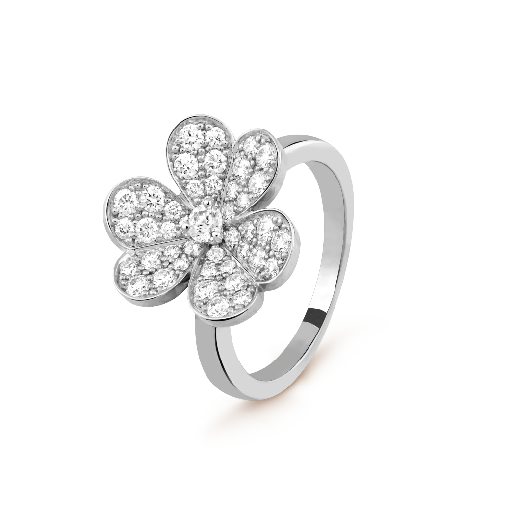 18K Gold Diamond VCA Frivole 1 Flower Ring