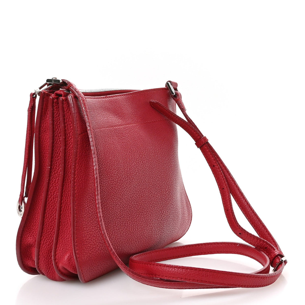 Loro Piana Grained Calfskin Milky Way Shoulder Bag Red