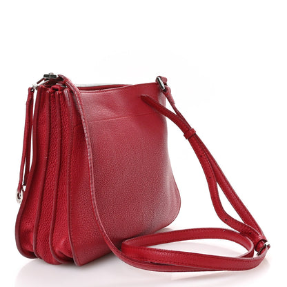 Loro Piana Grained Calfskin Milky Way Shoulder Bag Red