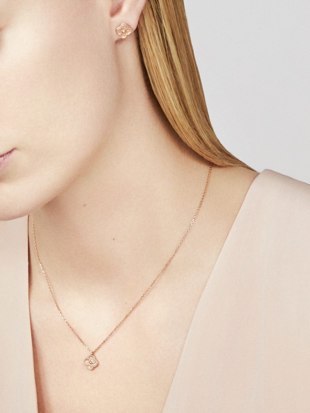 18K Rose Gold VCA Sweet Alhambra Earrings