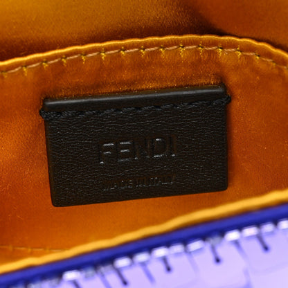 Fendi Sequin Paillettes Shiny Nappa Sex and the City Nano Maxi Buckle Baguette Charm Viola Purple