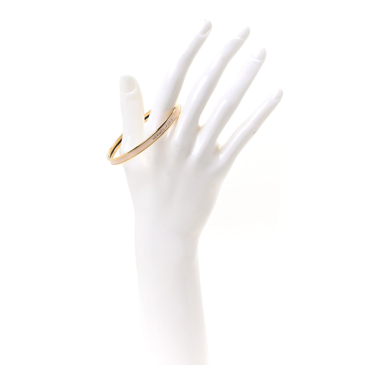 Hermes Enamel Printed Extra Narrow Uni Bracelet 70 Creme