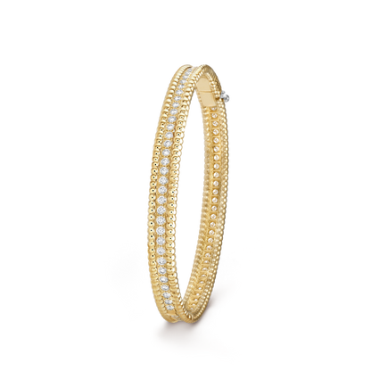 18K Gold Diamond VCA Perlée 1 Row Medium Model Bracelet