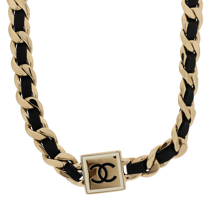 Chanel Metal Lambskin CC Square Choker Gold Black White