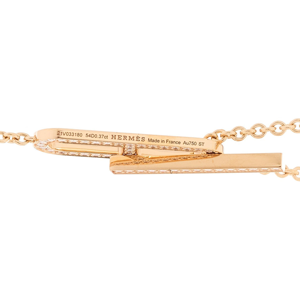 Hermes 18K Rose Gold Diamond PM Ever Chaine D'Ancre Necklace ST