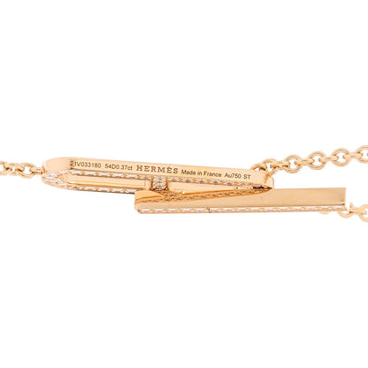 Hermes 18K Rose Gold Diamond PM Ever Chaine D'Ancre Necklace ST